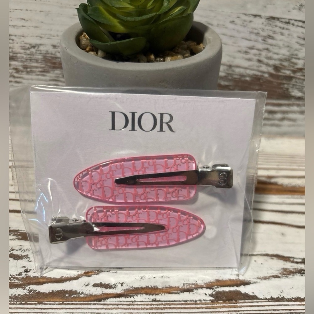 Dior Pink Patterned Hair Clips